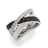 25ct Black and White Diamond Sterling Silver Band Ring