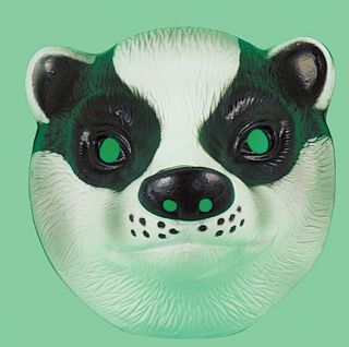 Plastic Badger Farm Animal Face Mask Fancydress