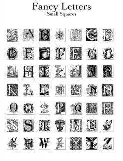 Calligraphy Fancy Letters Collage Sheet Scrabble Images