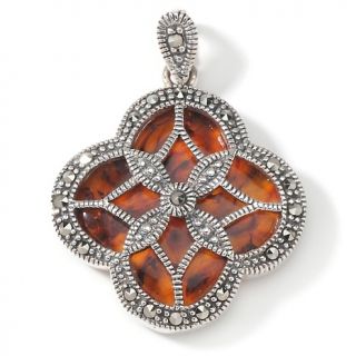 144 219 age of amber age of amber marcasite clover sterling silver
