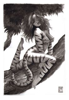 The Wild Avenger Hot Feline Painting Original Art by Gene Espy