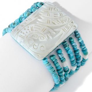 Sajen Silver by Marianna and Richard Jacobs Turquoise and Carved Shell