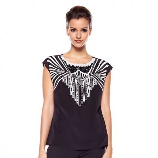 Timeless by Naeem Khan Art Deco Top with Stone Detail at