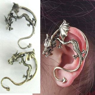 Fashion Gothic Punk Rock Style Metal Dragon Bite Ear Cuff Wrap Earring
