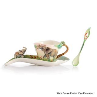FZ03026 Family fun elephant cup saucer spoon set Franz Porcelain new