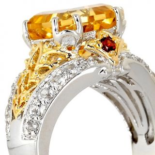 Victoria Wieck 4.34ct Citrine and Gem 2 Tone Octagonal Ring