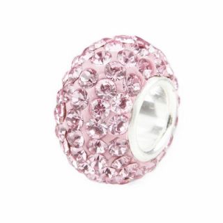 925 Sterling Silver Core Pink Swarovski European Charm Bead Fits All