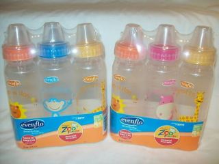 New Evenflo Zoo Friends 8 oz Baby Bottles BPA Free