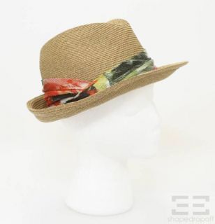 Eugenia Kim Max Toyo Multicolor Floral Band Fedora Hat Size Medium New