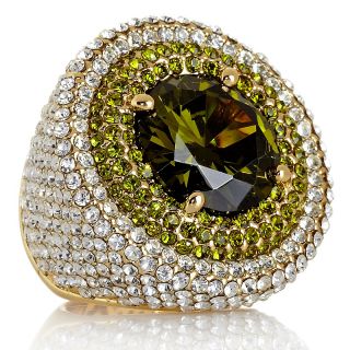 188 312 joan boyce green cz and pave crystal goldtone round ring note