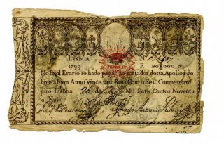 RARE Original Bill of Exchange Portugal Money 1799