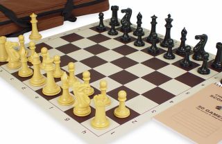 executive tournament chess set kit black camel brown special 