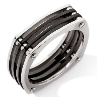 184 430 7mm black and white stainless steel modern design 4 row ring