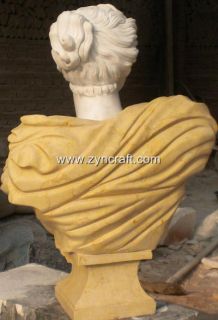 Eximious Statue Bust Gorgeous Beige and White Marble