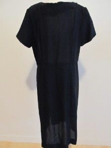 Vintage 1940s Evanna Fashions Crepe Semi Sheer Black Short Sleeved