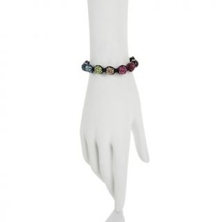 Shamballa Style Multicolor Pavé Crystal Bead and Black Agate Bracelet