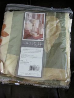  HOME Brown Green Floral Suede like LUXURIOUS Shower Bath Curtain
