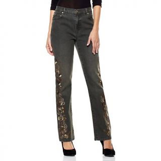 223 196 diane gilman embroidered applique boot cut jeans note customer