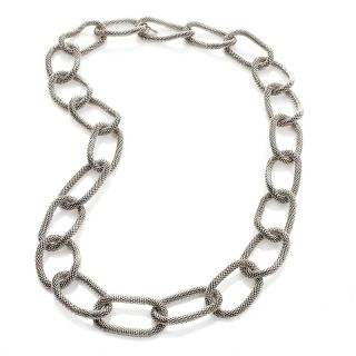 201 604 stately steel mesh oval link 26 slip on necklace note customer