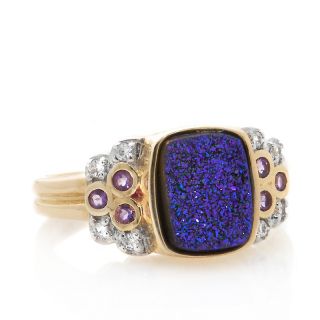 204 949 10k yellow gold violet blush drusy ring with amethyst and