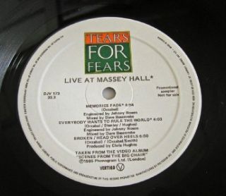 Tears for Fears Live at Massey Hall Canada Promo Mini LP