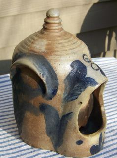  Chicken Waterer Blue Decorated Stoneware