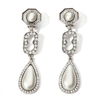 205 369 universal vault deco style crystal silvertone drop earrings