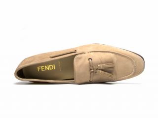 Fendi Mens Beige Nubuck Leather Loafers Mocassins Shoes Size US 11 EU