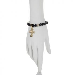 Sharon Osbourne Jewelry Collection Cross Dangle Beaded Goldtone