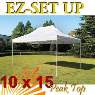 White 10 x 15 EZ Pop Up Canopy Gazebo Party Wedding Tent New