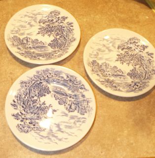 Enoch Wedgwood China Countryside Blue Transferware Lot of 3 5 3 4