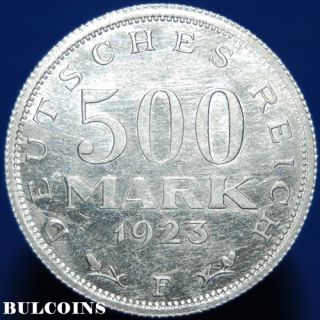 Germany Weimar Republic 500 mark 1923 F Eagle Aluminum Coin KM 36