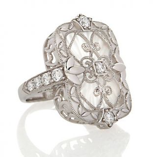 207 629 absolute 58ct octagon white frosted crystal filigree ring note