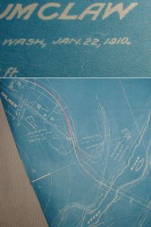 RARE blueprint map CM&PS RR 1910 Chicago Milwaukee Puget Sound Railway