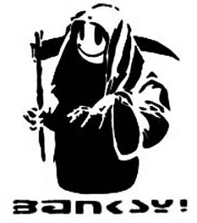 Banksy Smiley Face Grim Reaper Tshirt Black White s XXL