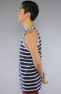 All Day The Henley Tank Top in Navy White Stripe