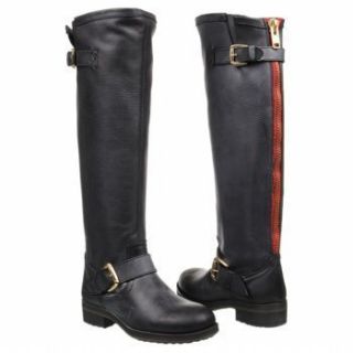  Black Lthr Lindley Red Contrast Zip Equestrian Riding Boot 5 5