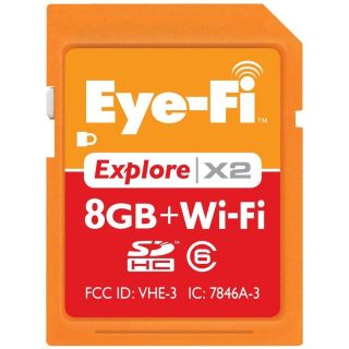 Eye Fi Explore X2 8GB SDHC WiFi Class 6 Wireless Flash Memory Card Eye