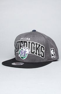 Mitchell & Ness The Dallas Mavericks Arch Logo G2 Snapback Hat in Gray