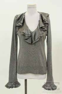  Grey Silk Cashmere Removable Collar Sweater Size M