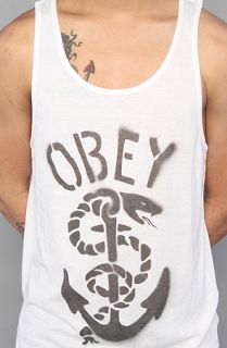 Obey The Serpent Anchor Tank Top in Natural White