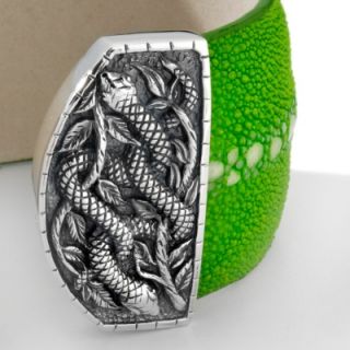 HSN Chi by Falchi Stingray Kiwi Green Sterling Queenray Cuff Bracelet