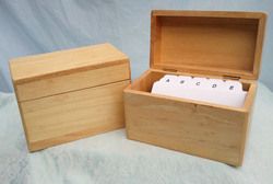 Pair of Oak Wood File Recipe Boxes for 4x6 Cards with Alpha Index