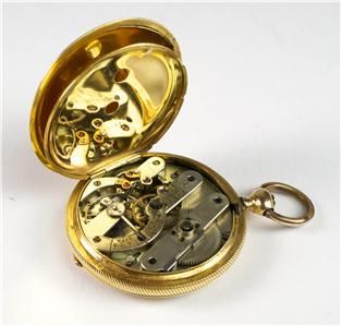 Droz Fils Stunning 18K Gold Pocket Watch w Beautiful Hunter Case
