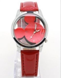  Mickey Mouse lovely smiling face mirror Stone Quartz watch Wrist watch
