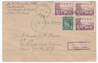 Finland to US 1946 Airmail Cover with Naval Air Station Arrival