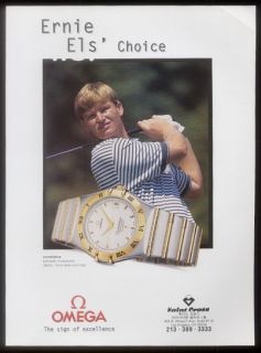 1998 Omega Constellation Watch Ernie ELS Golf Photo Ad