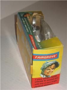 Vintage Fairgrove Aluminum Miniature Dairy Farm Can Sugar Creamer Set