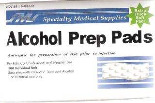 Two Box Antiseptic Swabs SMS Medical Prep 200 Thick Soft Alcohol