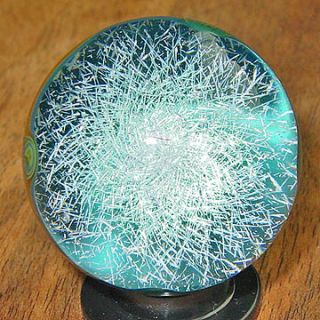 Signed Filip Vogelpohl Light Green Dichroic Galaxy Art Glass Marble